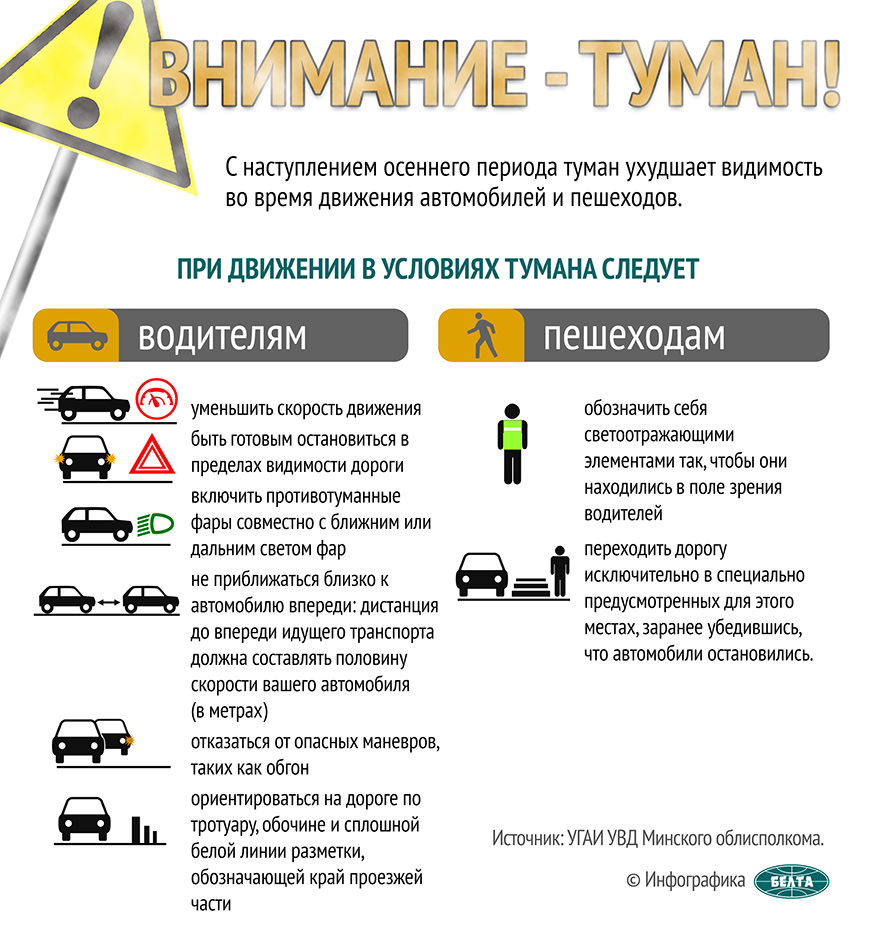 МВД напоминает о правилах поведения на дороге в дождь и туман | Новости  Несвижа | Нясвіжскія навіны 25.10.2023